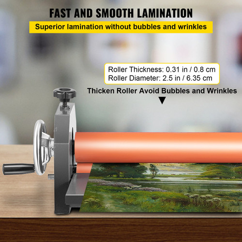 25 Inch Manual Cold Roll Laminator 1.18" Thickness Foldable Roll Laminating Machine Vinyl Photo Film Mounting Laminator for Commercial Professional Uses (25"Max Film Width)
