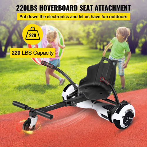 Hoverboard Seat Attachment for 6.5" 8" 10" Self Balancing Scooter, Hoverboard Kart for Kids or Adults, Black Hoverboard Attachments Adjustable Frame Length