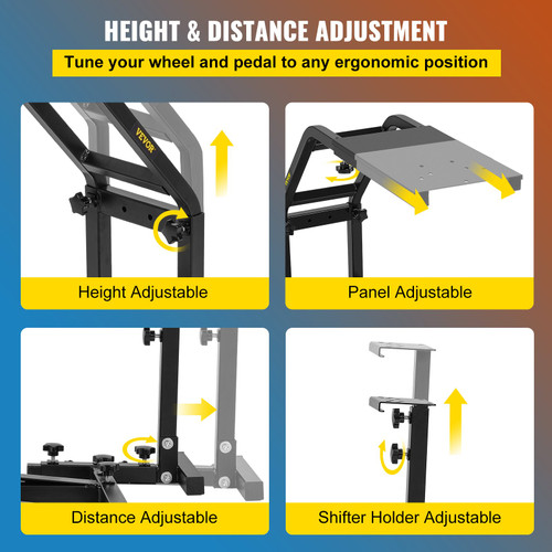Racing Simulator Cockpit Height Adjustable Racing Wheel Stand with fit for Logitech G25, G27, G29, G920 Racing Wheel and Pedals Not Included