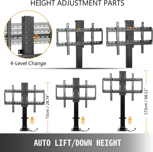 Motorized TV Lift Stroke Length 39.4 Inches Motorized TV Mount Fit for 32-70 Inch TV Lift with Remote Control Height Adjustable 28.74-68.11 Inch,Load Capacity 154 Lbs