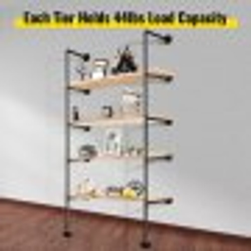 Industrial Pipe Shelves 5-Tier Wall Mount Iron Pipe Shelves 3 PCS Pipe Shelving Vintage Black DIY Pipe Bookshelf Each Holds 44lbs Open Kitchen Shelving for Bedroom & Living Room W/Accessories