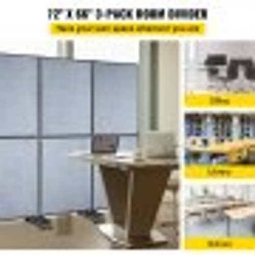 Acoustic Room Divider 72" x 66" Office Partition Panel 3 Pack Office Divider Wall Light Gray Office Dividers Partition Wall Polyester & 45 Steel Cubicle Wall Reduce Noise and Visual Distractions