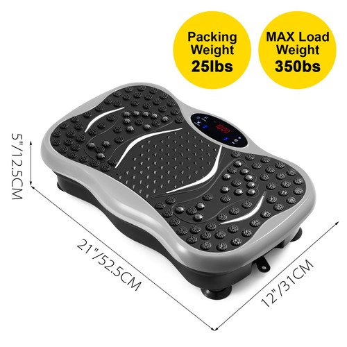 Vibration Plate Exercise Machine, 350LBS LCD 3 Levels Whole Body Exercise Vibration Fitness Platform with Bluetooth,Remote,Loop Resistance Bands,