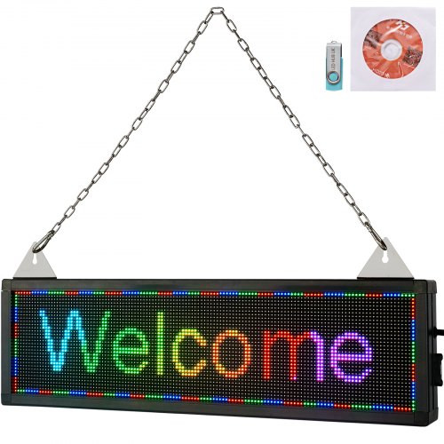 LED Scrolling Sign, 21" x 6" WiFi & USB Control, Full Color P4 Programmable Display, Indoor High Resolution Message Board, High Brightness Electronic Sign, Perfect Solution for Advertising