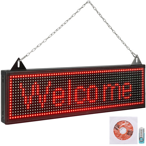 LED Scrolling Sign, 27" x 8" WiFi & USB Control P10 Programmable Display, Indoor Red High Resolution Message Board, High Brightness Electronic Sign, Perfect Solution for Advertising