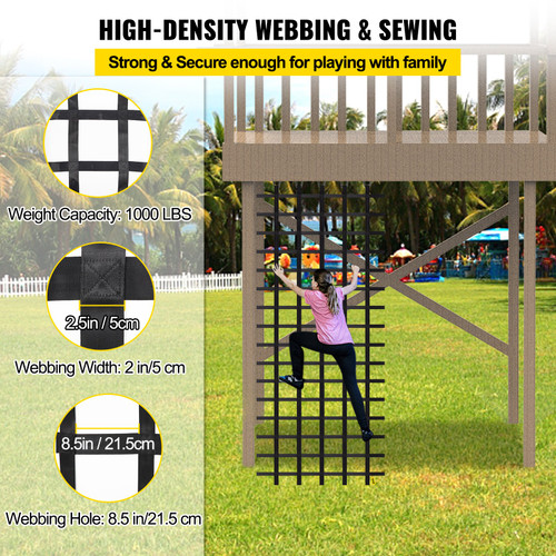 Climbing Cargo Net, 12' x 4' Playground Climbing Net, Polyester Material, Rope Ladder, Swingset, Large Military Climbing Cargo Net for Kids & Adult,