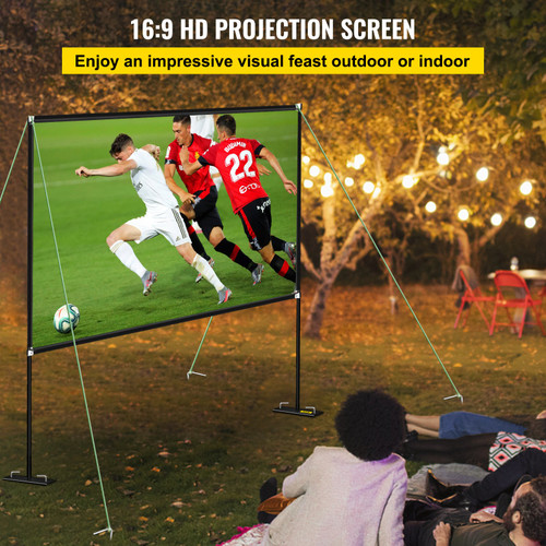 Movie Screen with Stand 80inch Portable Projector Screen 16:9 4K HD Wide Angle Outdoor Projector Screen Stand Easy Assembly with Storage Bag for Home