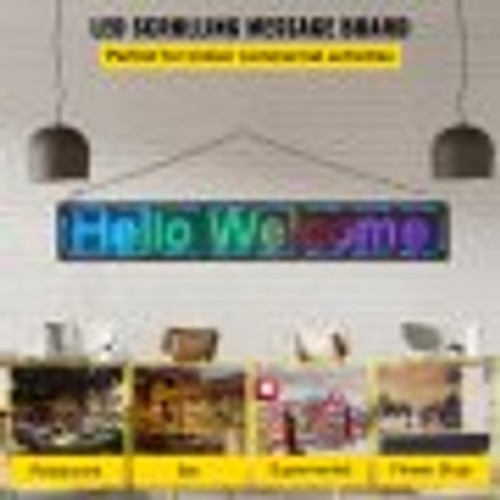 LED Scrolling Sign, 52" x 8" WiFi & USB Control, Full Color P10 Programmable Display, Indoor High Resolution Message Board, High Brightness Electronic Sign, Perfect Solution for Advertising LED Scrolling Sign, 52" x 8" WiFi & USB Control, Full Color P10 Programmable Display, Indoor High Resolution Message Board, High Brightness Electronic Sign, Perfect Solution for Advertising
