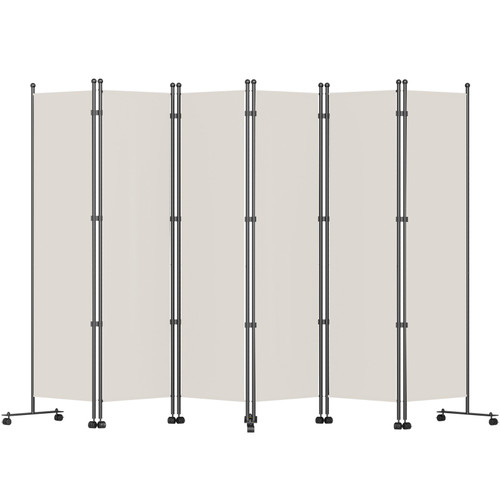 6 Panel Room Divider, 6 FT Tall, Freestanding & Folding Privacy Screen w/ Swivel Casters & Aluminum Alloy Frame, Oxford Bag Included, Room Partition for Office Home, 121" W x 14" D x 73"H, White