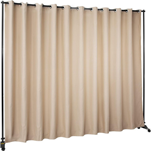 Room Divider Kit, 8 ft x 10 ft, 4 Rolling Wheels Curtain Divider Stand, Aluminum Alloy Frame, Blackout Curtain & Portable Oxford Bag Included,