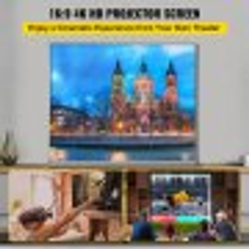 Projector Screen, 120" 16:9, Manual Pull Up Projector Screen, Portable Floor-Rising Screen 4K/8K Ultra HDR, Indoor Outdoor Movie Screen w/ Storage Bag for Home Backyard Theater Office
