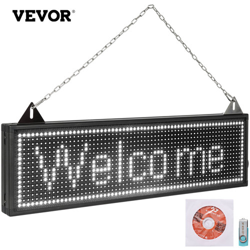 LED Scrolling Sign, 27" x 8" WiFi & USB Control P10 Programmable Display, Indoor White High Resolution Message Board, High Brightness Electronic Sign, Perfect Solution for Advertising