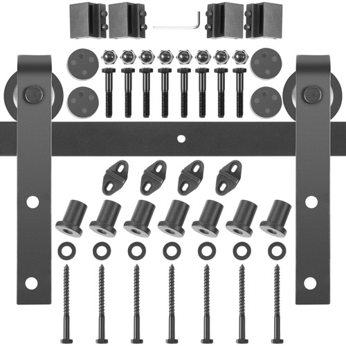 Sliding Barn Door Hardware Kit, 9FT Barn Door Kit, 330LBS Load-Bearing Double Barn Door Hardware Kit, Carbon Steel Barn Door Track, Darn Door for 1.37-1.77" Thickness & 4.5FT Wide Door Panel