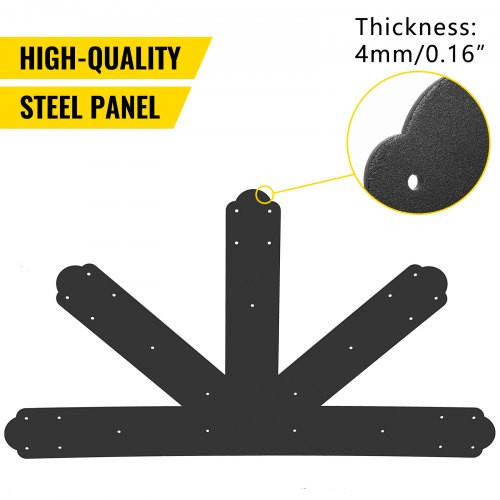 Gable Plate, Black Powder-Coated Truss Connector Plates, 12:12 Pitch Gable Bracket, 4 mm / 0.16" Steel Truss Nail Plates, Decorative Gable Plate with Bolts for Wooden Beam Use