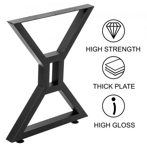 Dining Table Legs 28 inch, Metal Table Legs 2PCs, Hollow X-Shaped Legs 440 Lbs Load Capacity DIY Coffee Table Legs Black Anti-Rust Iron Office Table Legs with Baking Varnish for Dining Table