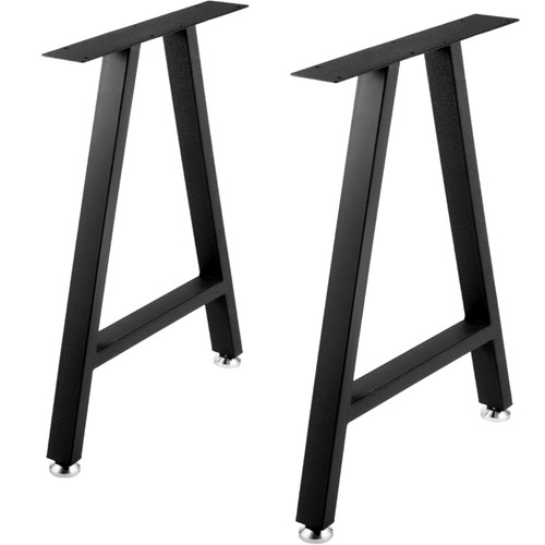Metal Table Legs 28 x 17.7 inch A-Shaped Desk Legs Set of 2 Heavy Duty Bench Legs w/Polyurethane Coating, Furniture Legs w/ Floor Protectors, Wrought Iron Coffee Table Legs for Home DIY Black