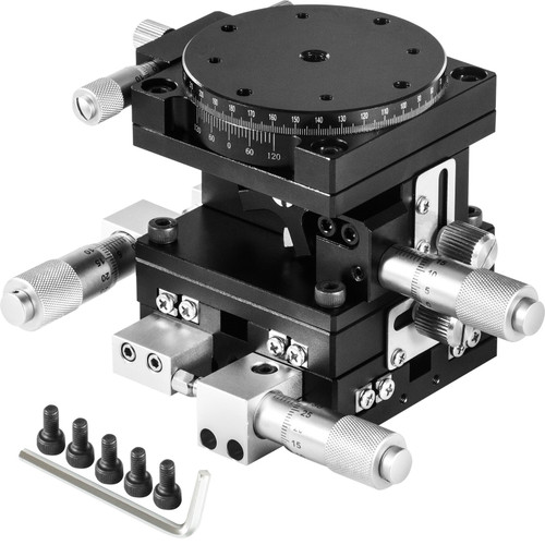 XYZR Linear Stage 4 Axles 90 x 90 mm Trimming Platform, Bearing Tuning Platform Sliding Table, XYZR 4 Directions Manual Linear Stage for Optical Instruments, Measuring Devices, Semiconductor