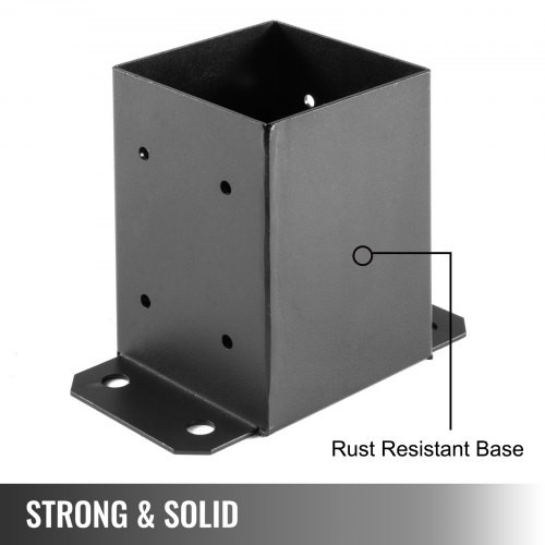 4 x 4 Post Base 5 PC, Deck Post Base Inner Size 3.5 x 3.5 inch, Post Bracket 2.5 lbs, Fence Post Anchor Black Powder-Coated Deck Post Base with Steel for Deck Supports Porch Railing Post Holders