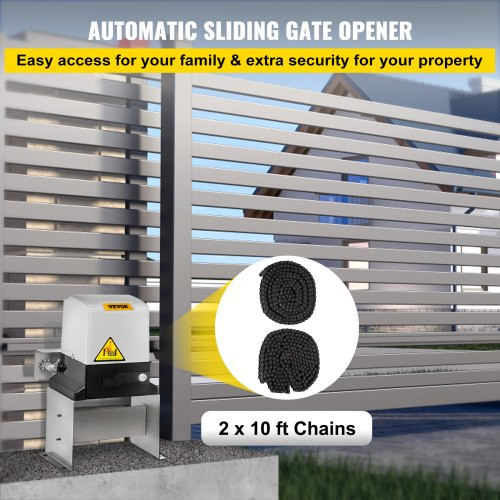 Automatic Sliding Gate Opener 1400LBS with 2 Remote Controls, Gate Operator Hardware Kit for Security, Move Speed 43ft Per Min, Electric Rolling Driveway Slide Gate Motor
