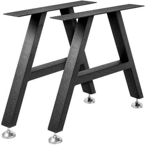 Metal Table Legs 16 x 17.7 inch A-Shaped Desk Legs Set of 2 Heavy Duty Bench Legs w/Polyurethane Coating, Furniture Legs w/ Floor Protectors, Wrought Iron Coffee Table Legs for Home DIY Black