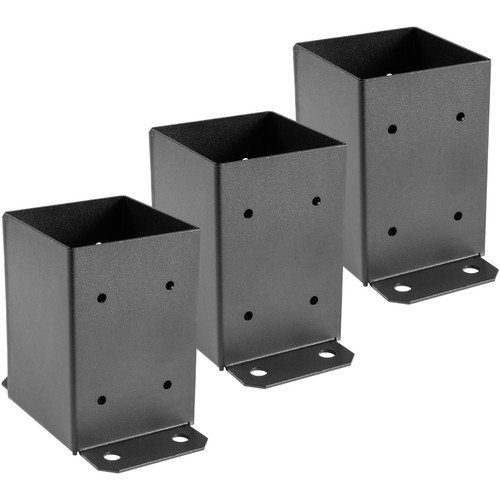4 x 4 Post Base 3 PCs, Deck Post Base 3.6 x 3.6 inch, Post Bracket 2.5 lbs, Fence Post Anchor Black Powder-Coated Deck Post Base with Thick Steel for Deck Supports Porch Railing Post Holders