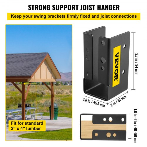 Concealed Joist Hanger, 2"x4" Outdoor Accent Concealed-Flange, Pack of 12 Concealed Joist Bracket, Q235 Steel Plate Powder-Coated Concealed Face Mount Joist Hanger for 2"x4" Beam Swing, 3.7"