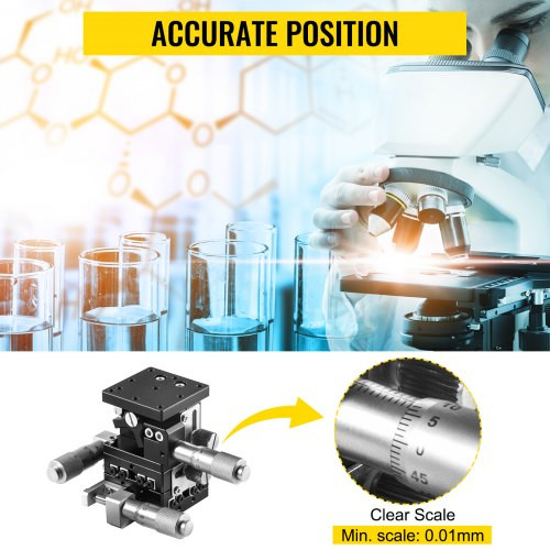 XYZ Linear Stage 3 Axles 60 x 60 mm Trimming Platform, Bearing Tuning Platform Sliding Table, XYZ 3 Directions Manual Linear Stage for Optical Instruments, Measuring Devices, Semiconductor