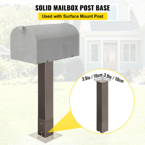 Mailbox Post, 27" High Mailbox Stand, Bronze Powder-Coated Mail Box Post Kit, Q235 Steel Post Stand Surface Mount Post for Sidewalk and Street Curbside, Universal Mail Post for Outdoor Mailbox