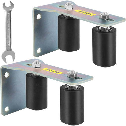 Gate Roller Guide 3" Black Nylon Zinc Painted Sliding with L-Shape Bracket and Adjustable Bolts Support Assembly-2 Pack