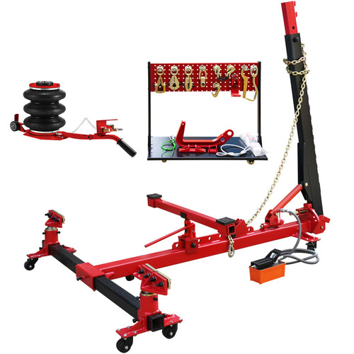 Auto Body Frame Straightener 10 Ton PSI Air Pump Frame Puller Portable Auto Body Puller Frame Straightener with Clamps and 10, 000 PSI hydraulic Foot Pump for Auto Repair Shop