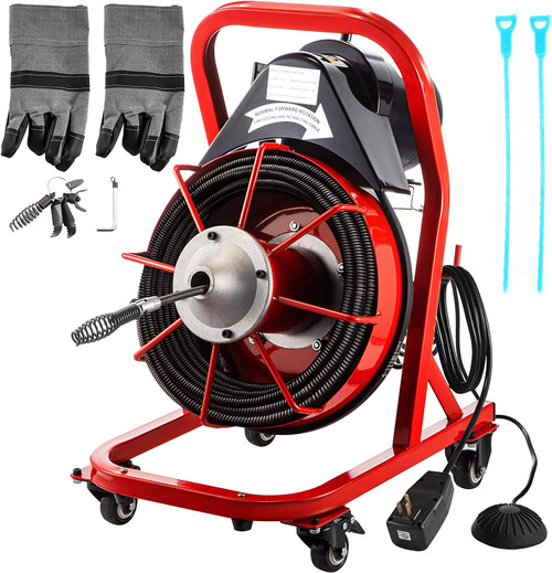 Electric Drain Auger, 75' x 1/2", 370W Drain Cleaner Machine Fit 2''- 4'' Pipes, Plumbing Snake for Kitchen Sink, Bathroom Tub, Toilet Clogged, Drains Dredge, Foliose Sewers