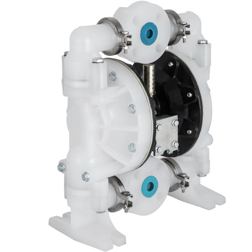 Air-Operated Double Diaphragm Pump 1 inch Inlet/Outlet 30GPM Polypropylene Max 120PSI for Chemical and Industrial Use