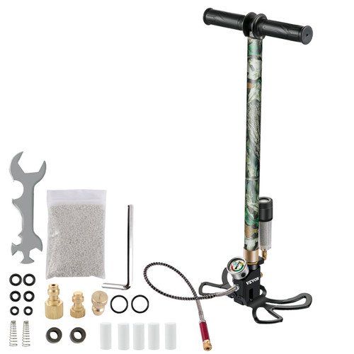 PCP Air Pump, 3 Stage PCP Hand Pump, 3000psi High Pressure Air Pump with Gauge, Oil-Moisture Filter Air Gun Pump, Stainless Steel PCP Air Rifle Pump for PCP, Paintball Air Guns and HPA Tanks