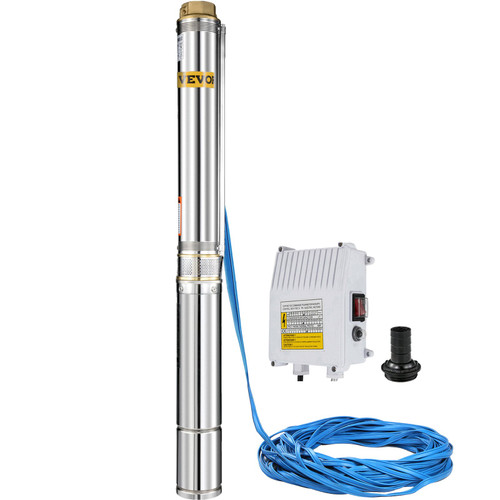 Well Pump 1.5 HP Submersible Well Pump 390ft Head 24GPM Stainless Steel Deep Well Pump for Industrial and Home Use