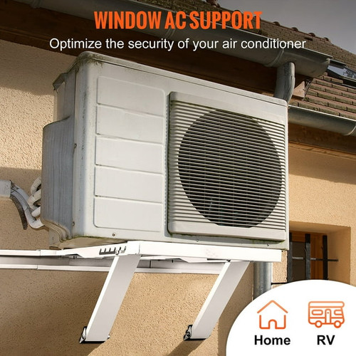 Air Conditioner Support Bracket, Max. 220 lbs Load Capacity, Heavy Duty Steel Construction AC No Drilling Easy Installation, Fits Single or Double