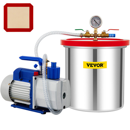 Vacuum Chamber with Pump, 5 Gallon Chamber, 7CFM 3/4 HP Dual Stage Rotary Vane Vacuum Pump, 110V HVAC Air Tool Set for Stabilizing Wood, Degassing Silicones, Epoxies and Essential Oils