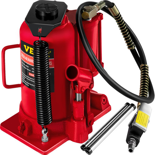 Air Hydraulic Bottle Jack, 20 Ton/44092 lbs Capacity, with Manual Hand Pump, Heavy Duty Auto Truck Travel Trailer Repair Lift, Red