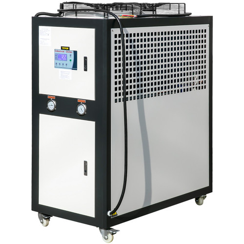 Water Chiller 6Ton Capacity, Industrial Chiller 6Hp, Air-Cooled Water Chiller, Finned Condenser, w/ Micro-Computer Control, Stainless Steel Water Tank Chiller Machine for Cooling Water