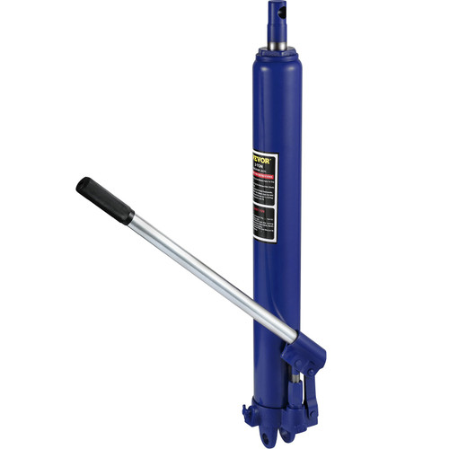 Hydraulic Long Ram Jack, 3 Tons/6600 lbs Capacity, with Single Piston Pump and Clevis Base, Manual Cherry Picker w/Handle, for Garage/Shop Cranes, Engine Lift Hoist, Blue