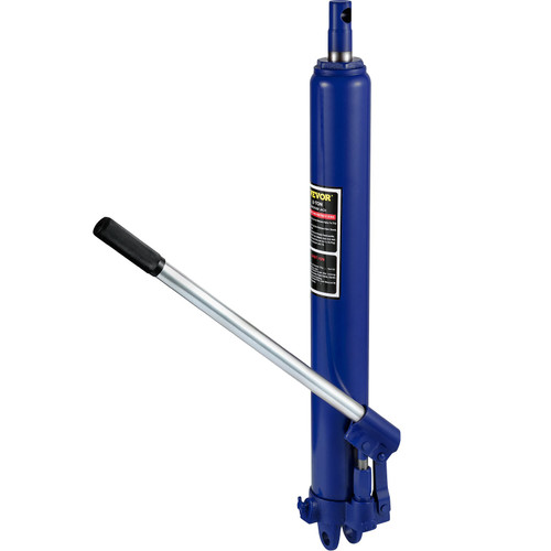 Hydraulic Long Ram Jack, 8 Tons/17363 lbs Capacity, with Single Piston Pump and Clevis Base, Manual Cherry Picker w/Handle, for Garage/Shop Cranes, Engine Lift Hoist, Blue