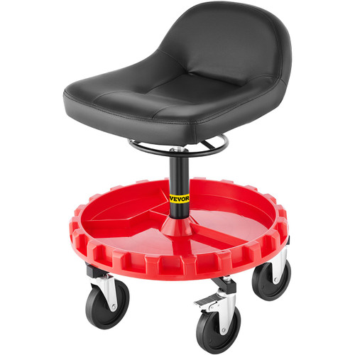 Shop Stool, 300 LBS Rolling Garage Stool, 22? to 26? Adjustable Height Mobile Rolling Gear Seat, Round Tray Garage Pneumatic Stool, All-Terrain 5"