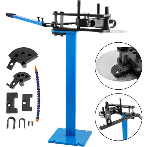 Tube Bender Max Bending Degree 240°,Heavy Duty Metal Pipe and Tube Notcher With 3 Dies,Tube Pedestal Bender 0 up to 240 Degree,Metal Working Tools and Equipment Overall height 45"