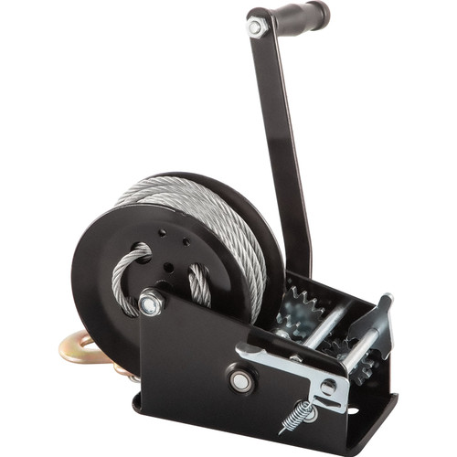 Rope Crank, 3500 LBS Capacity Heavy Duty Hand Winch with 10 m(32.8 ft) Wire Cable and Alloy Hook, w/ 2-Gear Two-Way Manual Operated Ratchet, for ATVs Boats Trailers Trucks Auto Marine, Black