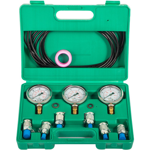Hydraulic Pressure Test Kit 25/40/60MPa, Hydraulic Test Gauge Kit with 6 Couplings, Hydraulic Gauge Kit Made of 304 Stainless Steel, for Excavator Construction Machinery