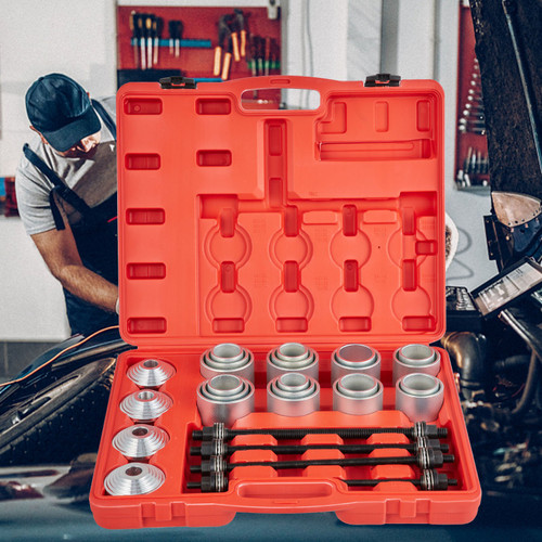28 PCS Pull and Press Sleeve Kit, 45# Steel Removal Installation Bushes Bearings Tool Kit, Bush Removal Insertion Sleeve Tool Set Works on Most Cars and LCV, HGV Engines 28 PCS Pull and Press Sleeve Kit, 45# Steel Removal Installation Bushes Bearings Tool Kit, Bush Removal Insertion Sleeve Tool Set Works on Most Cars and LCV, HGV Engines