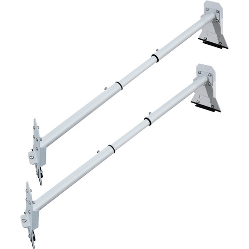 Van Roof Ladder Rack, 2 Bars, 331 LBS Capacity, 46.5"-68.1" Adjustable Steel Roof Racks, Compatible with Chevy Dodge Ford GMC Express Savana, Universal Design, White