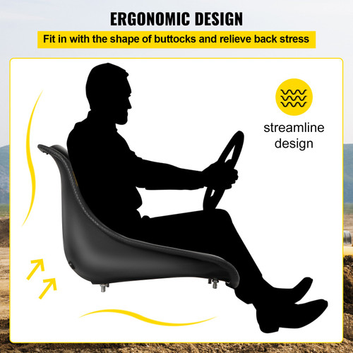 Universal Tractor Seat, Industrial High Back, Black PVC Lawn and Garden Mower Seat Replacement, Two Drain Holes Steel Frame Compact Forklift Seat, Compatible with Forklift, Excavator, Mower Universal Tractor Seat, Industrial High Back, Black PVC Lawn and Garden Mower Seat Replacement, Two Drain Holes Steel Frame Compact Forklift Seat, Compatible with Forklift, Excavator, Mower