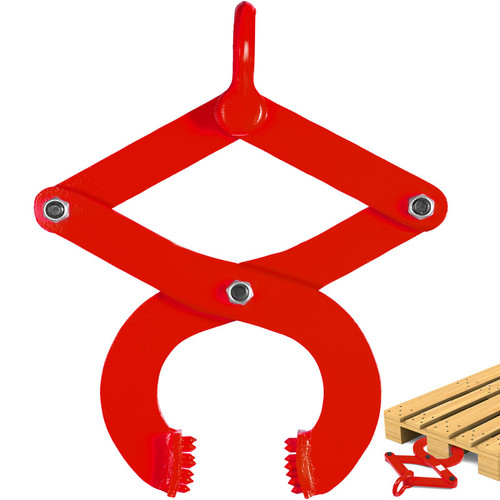 Pallet Puller, 1T Steel Single Scissor Red Clamp with 2205 LBS Load Capacity Grabber, 4.3 Inch Jaw Opening and 0.5 Inch Jaw Height, Hook Pulling Hoisting Tool for Forklift Chain