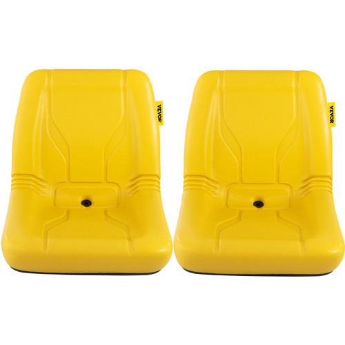 Universal Tractor Seat, 2PCS Industrial High Back, Steel Frame Compact Forklift Seat w/Drain Hole, PVC Lawn and Garden Mower Seat Replacement, Compatible with Excavator, Mower, Forklift, Yellow