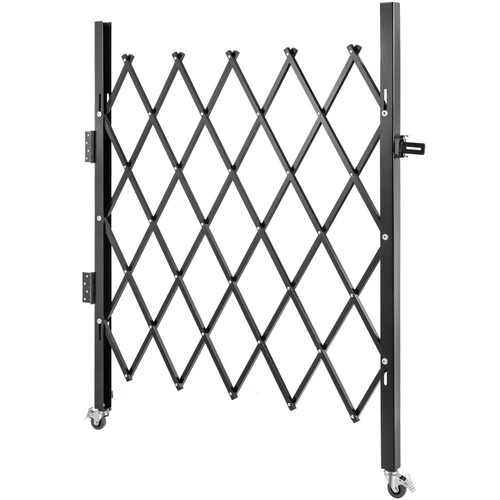 Single Folding Security Gate, 48" H x 66" W Folding Door Gate, Steel Accordion Security Gate, Flexible Expanding Security Gate, 360° Rolling Barricade Gate, Scissor Gate or Door with Padlock